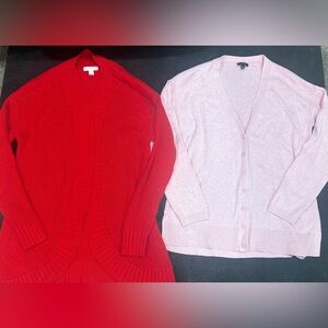 2 cardigan lot pink and red size small Talbots and charter club